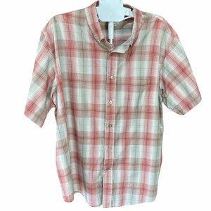 Haggar Plaid Button Down Short Sleeve Shirt Size XL